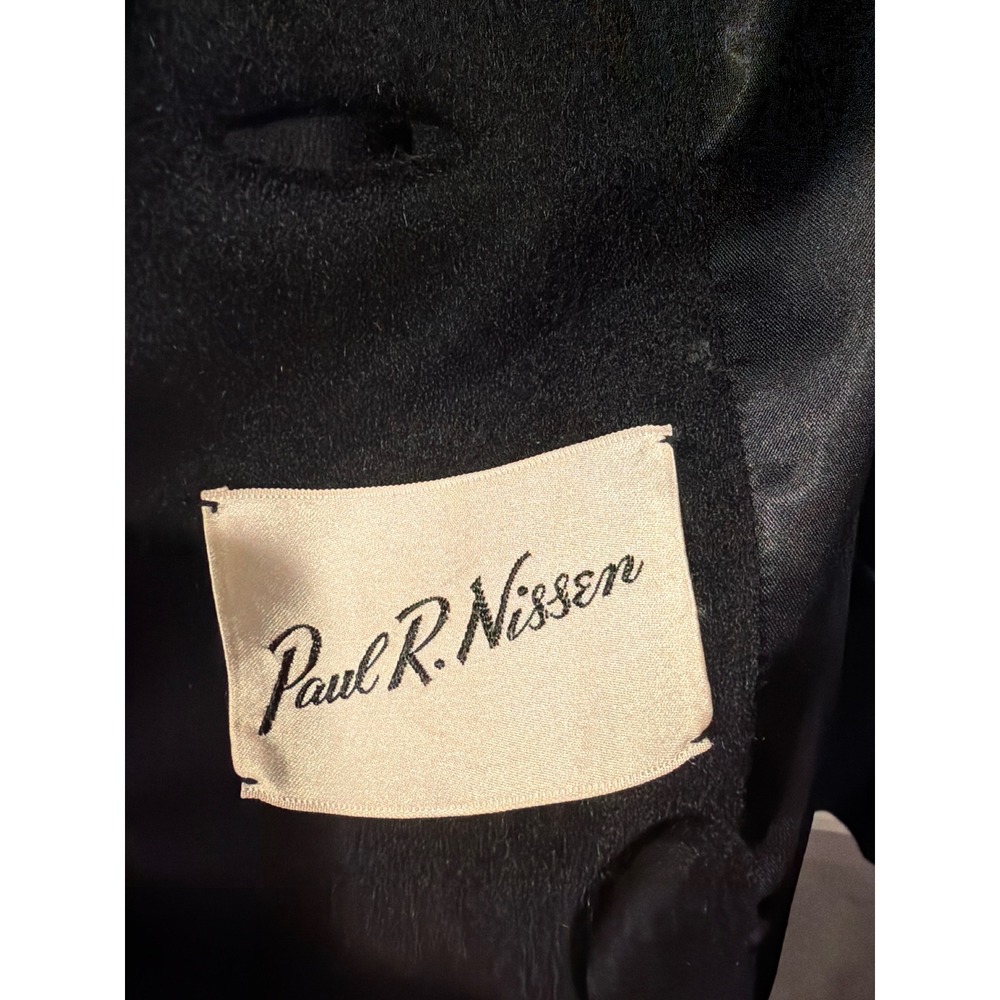 Paul R. Nissen Coat Black Vintage Wool Oversized Collar Rhinestone Brooch ILGWU - Picture 3 of 6